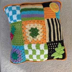 Urban Outfitters-Colorful Crochet Patchwork Pillow 22*19 approximately